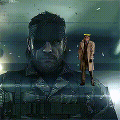 a man in a trench coat is standing in front of a man with sunglasses on