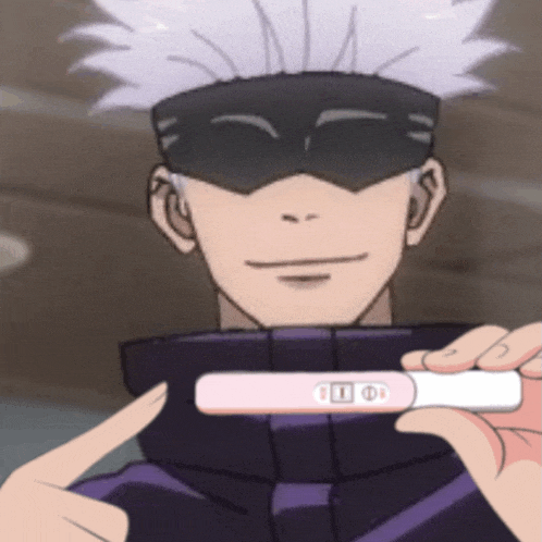 a cartoon character is holding a pregnancy test