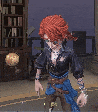a cartoon character with red hair and blue eyes holds a globe