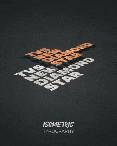 isometric typography is displayed on a black surface