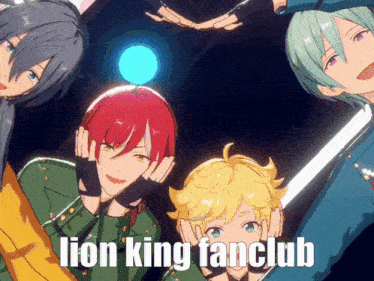 a group of anime characters with the words lion king fanclub