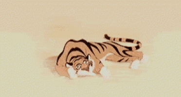 a cartoon tiger is laying on the ground