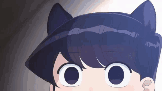 a close up of a person 's face with cat ears on their head