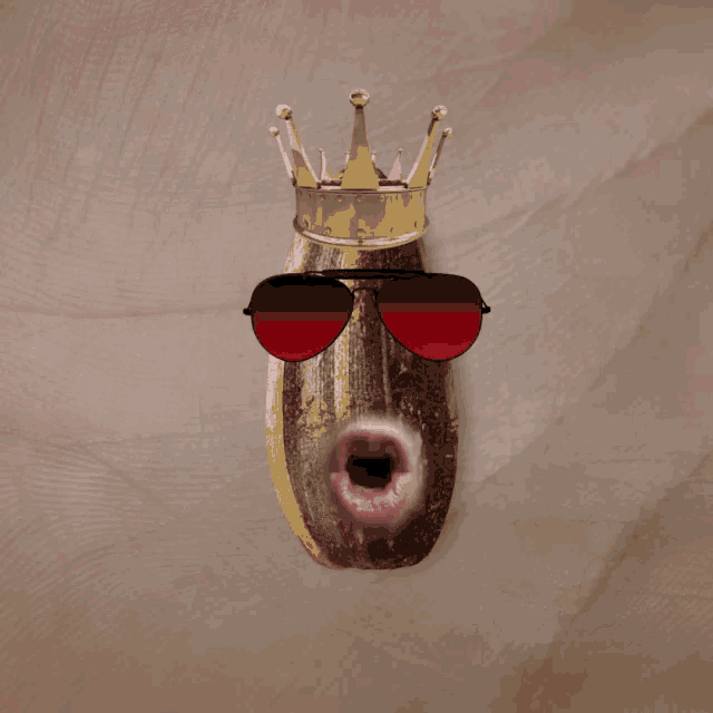 a face with a crown on it and sunglasses on