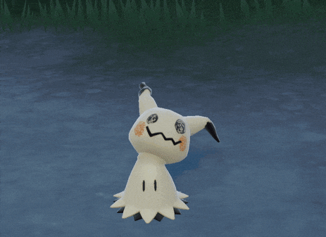 a white cartoon character with black horns and a smiley face