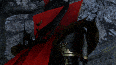 a man with a beard and a red cape says i see he is the one