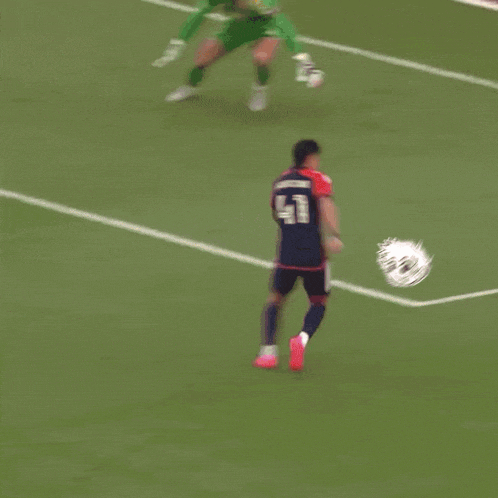 a soccer player with the number 41 on the back of his shirt
