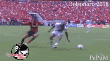 a soccer game is being played in a stadium with the year 2018 on the bottom