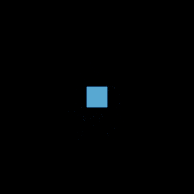 a blue square is surrounded by a circle of dots