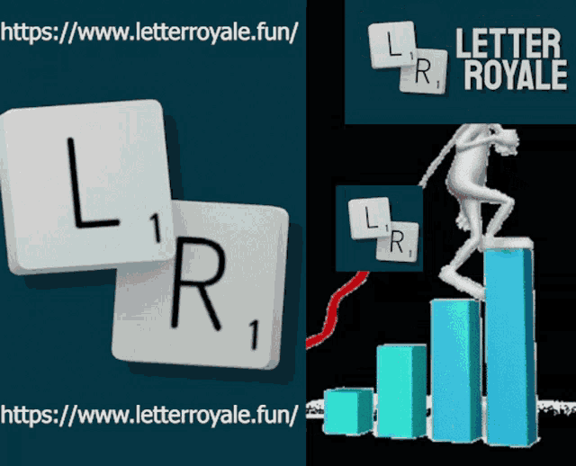 a website called letter royale shows a man climbing a graph