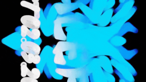 a blue and white graphic with a black background is being displayed