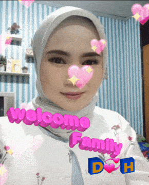 a picture of a woman with the words welcome family d & h