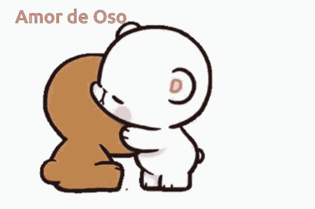 a cartoon of two teddy bears kissing each other with the words amor de oso above them