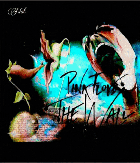 a pink floyd album cover with a flower and the words " the wall "