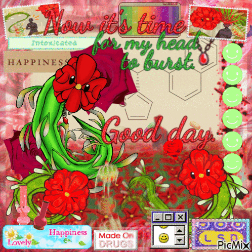 a collage of flowers with the words now it 's time for my head to burst