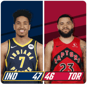 two basketball players one from indiana and one from raptors