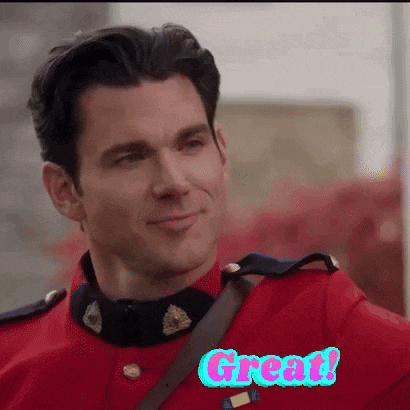 a man in a red uniform is smiling and the word great is behind him