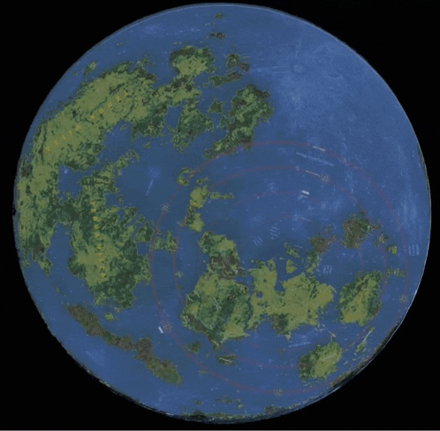 a map of the earth with a red circle in the middle of it