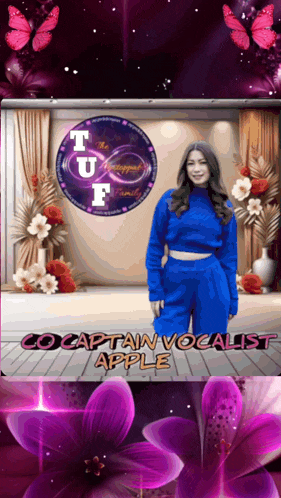 a picture of a woman with the name cocaptain vocalist apple