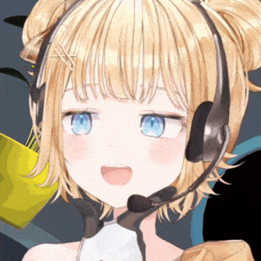 a close up of a girl wearing headphones with a microphone