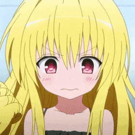 a close up of a anime girl with yellow hair