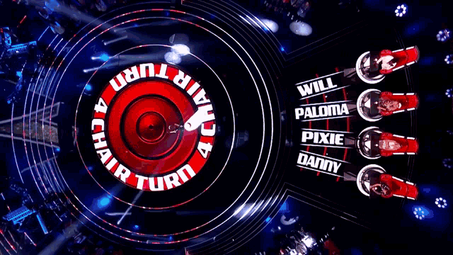 a stage with a circle in the middle that says " chair turn "