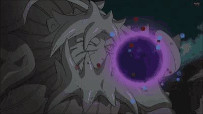 a cartoon character with a purple circle around his head