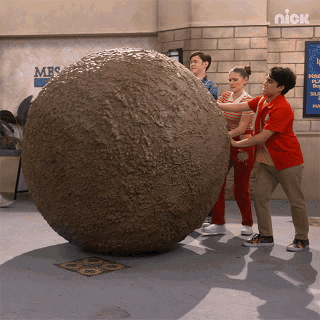 Pushing A Giant Meatball Hurley GIF - Pushing A Giant Meatball Hurley Ruby GIFs