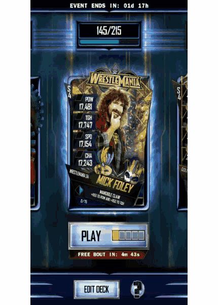 a screenshot of a wrestlemania game shows a card for mick foley