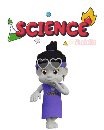 a cartoon character wearing heart shaped sunglasses is standing in front of a sign that says science