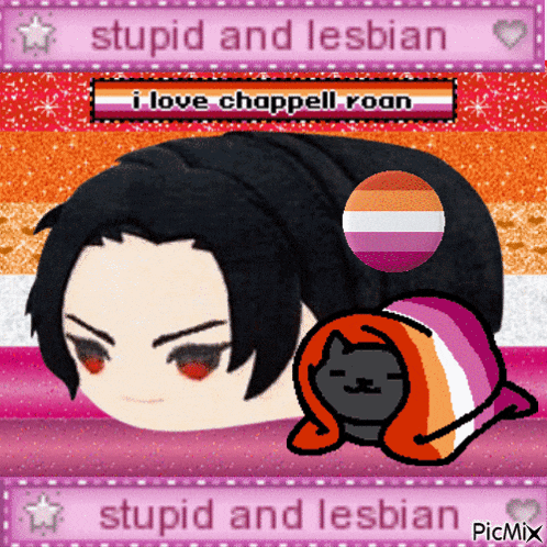 a picture of a stuffed animal with the words stupid and lesbian on the bottom