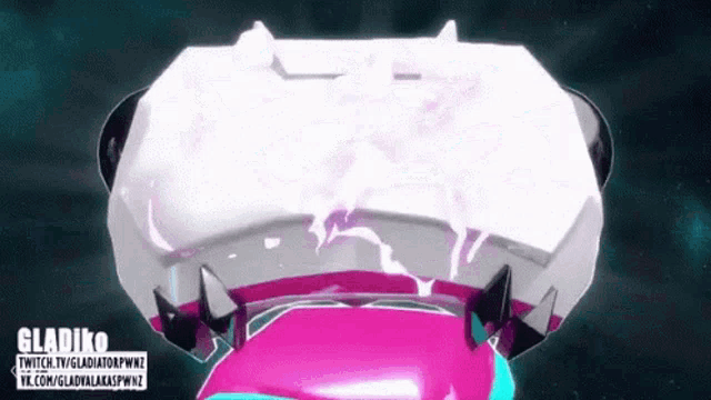 a pink and white object with the word gladixo on it
