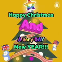 a happy christmas and a very gay new year greeting card