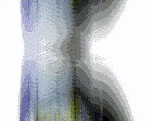 a pixelated image of a person 's leg with the letter k in the middle
