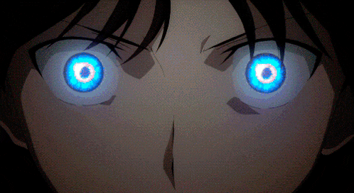 a close up of a person 's eyes with blue lights