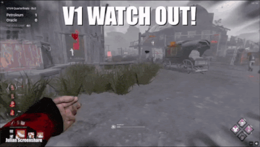 a screen shot of a video game with the words v1 watch out