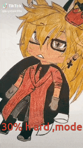 a drawing of a person with the words 30 % hard mode written below it