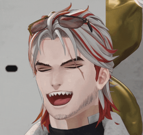 a close up of a man 's face with his mouth open