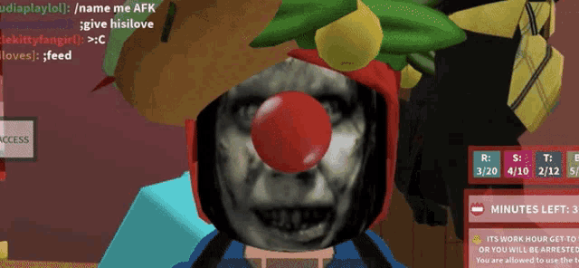 a screenshot of a clown with a red nose and a yellow hat
