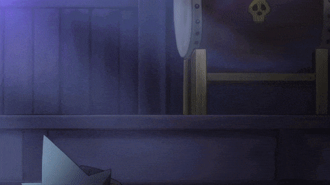 a cartoon character with a star on his head and a skull in the background