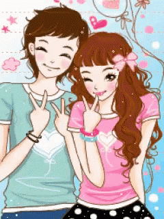 a boy and a girl are posing for a picture and the girl is wearing a pink shirt with a heart on it