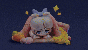 a cartoon character is laying under a blanket with a banana and carrots