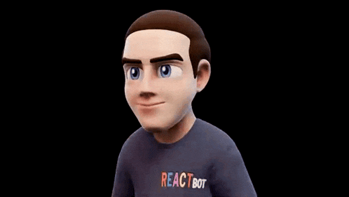 a cartoon man wearing a yes bot shirt