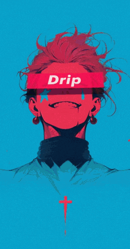 a cartoon of a person laughing with the word drip on their face .