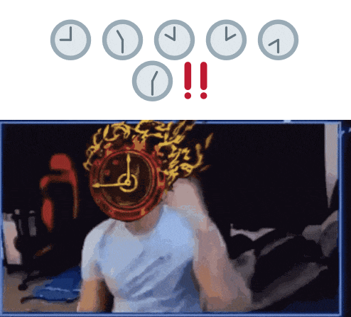 a picture of a man with a clock on his head and a clock that says ' ii ' on the bottom