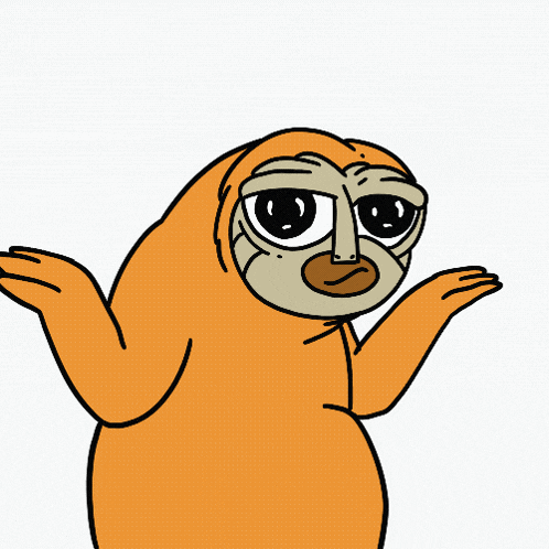 a cartoon of a sloth with its arms outstretched and a sad look on its face