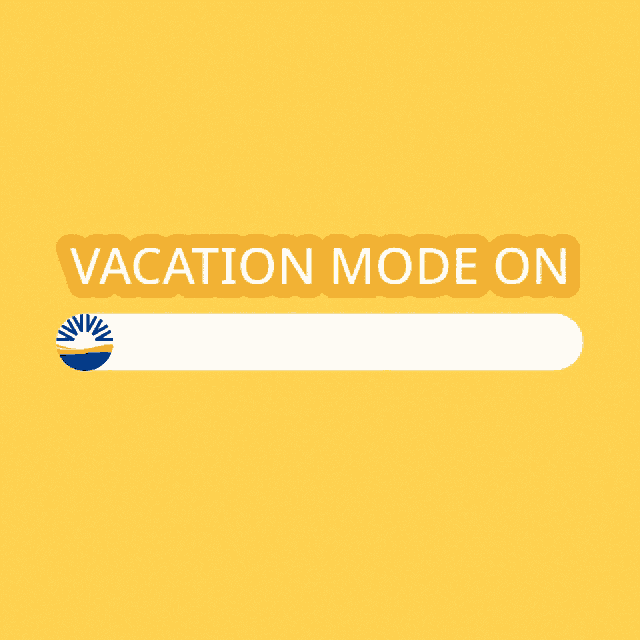 a yellow background with a vacation mode on sign