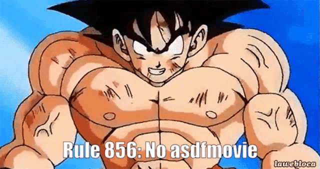 a picture of a cartoon character with the words rule 856 no asdfmovie on the bottom