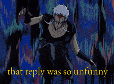 a cartoon scene with the words that reply was so unfunny in yellow