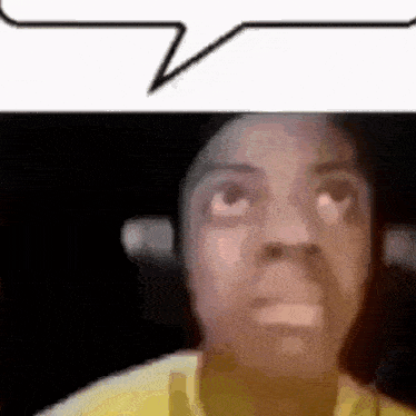 a close up of a man 's face with a speech bubble in the background .
